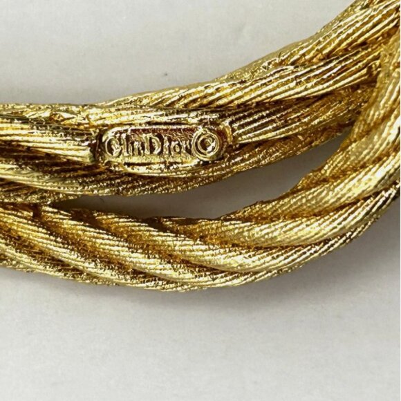 CHRISTIAN DIOR Twisted Rope Faux Pearl Brooch 3.5” Bar Pin 1960s Signed - Picture 2 of 10